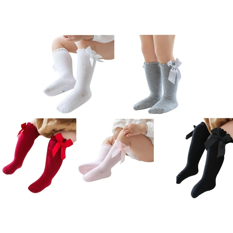 

Baby Girls Knee High Socks Bowknot Long Stockings Infants Toddlers Ruffled Sock