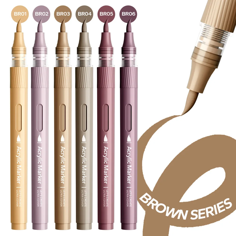 Acrylic Paint Markers Set Acrylic Art Pens Brush Tip Rock Ceramic Wood Canvas Glass Stone Fabric Card Making