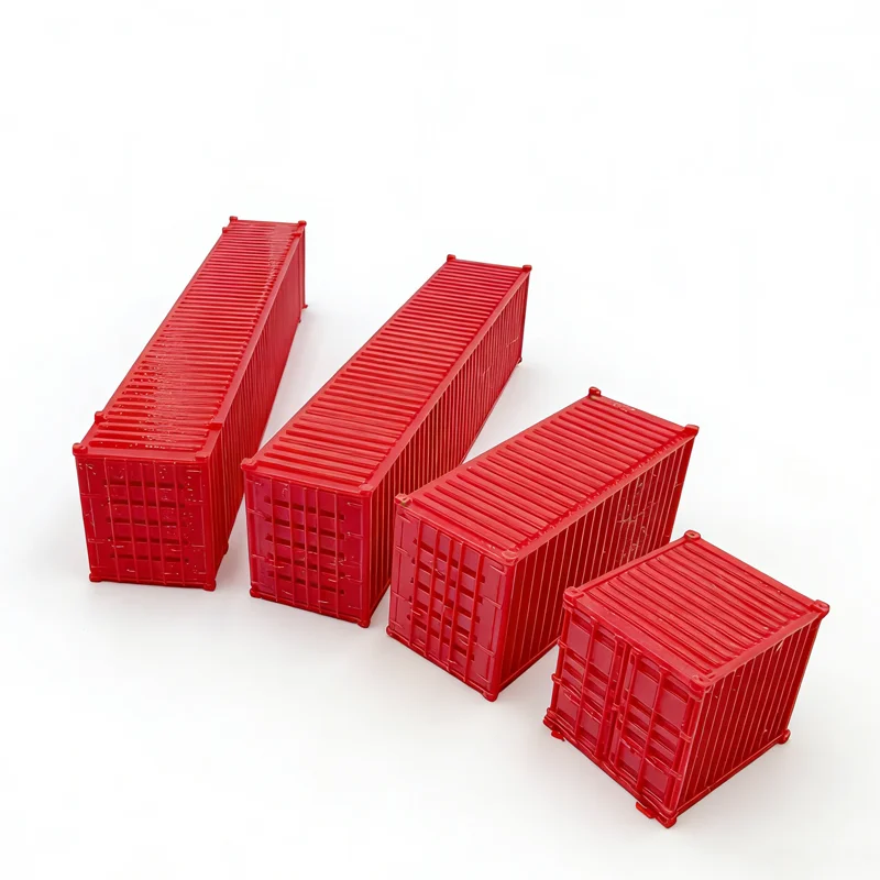 8pcs HO Scale 20ft 1:87 Blank Shipping Container Colored Cargo Box Ribbed Side