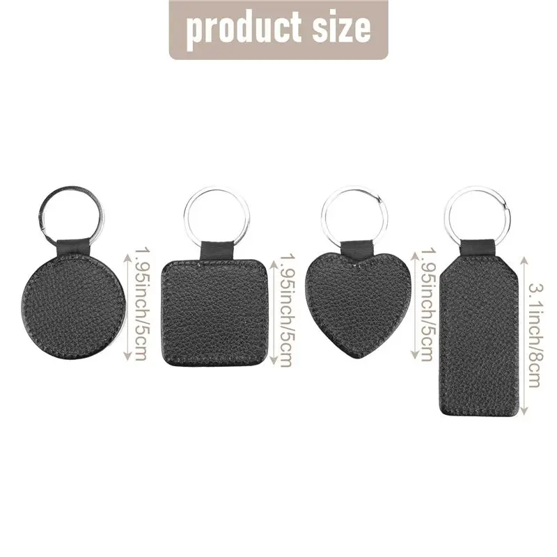 AEE1-20개 승화 인쇄용 블랭크 키체인 PU 가죽 키체인 펜던트 열전사 키체인 장식품 DIY 공예 제작용