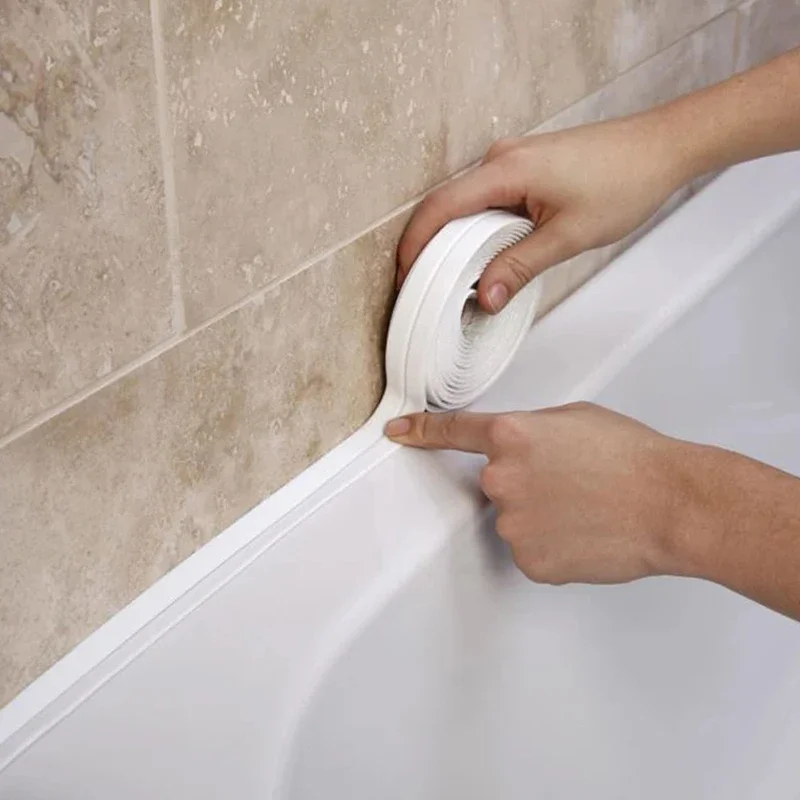 PVC Sealing Strip Tape Bathroom Bath Toilet Caulk Tape Self Adhesive Waterproof Mildew Proof Tapes For Kitchen Sink Wall Corner sealing strip tape