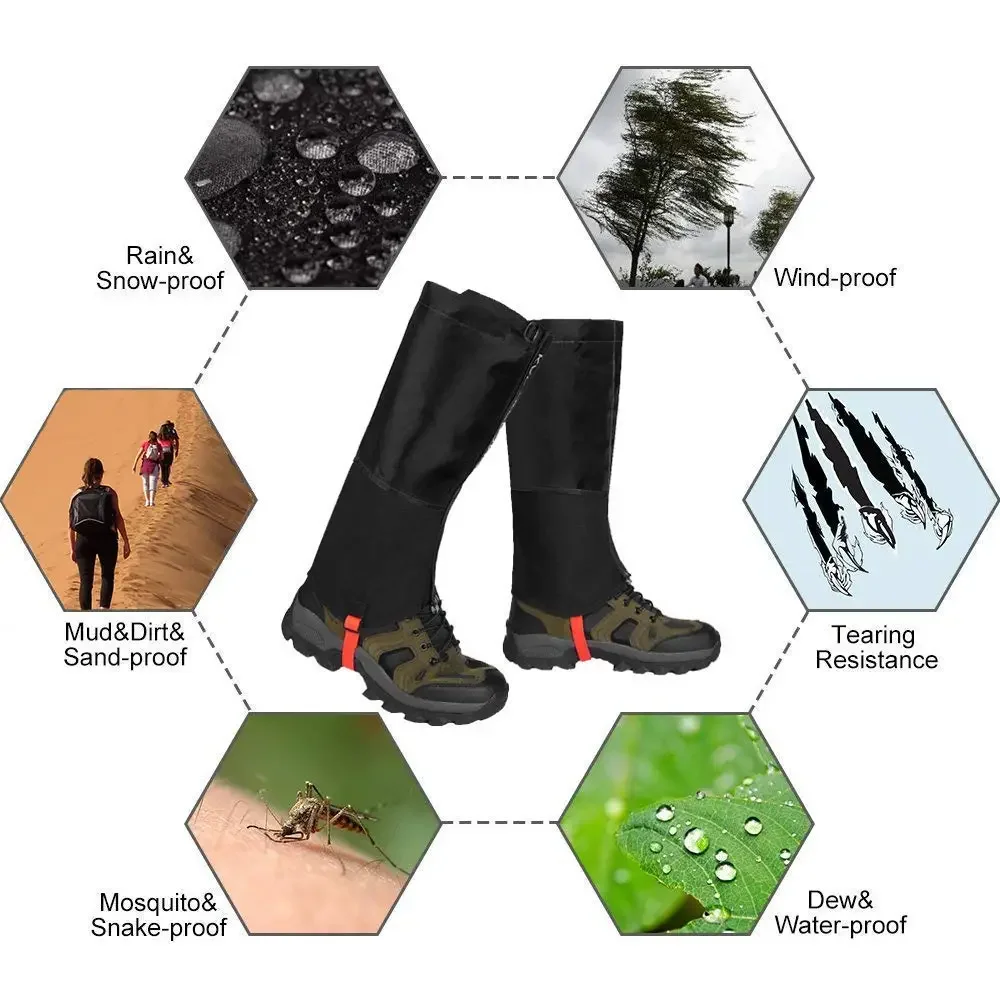 Waterproof Leg Gaiters Waterproof Snow Leg Gaiters Hiking Boot Legging Shoes Warmer Snake Shoe Cover Tourist Outdoor Camping Trekking Climbing Hunting