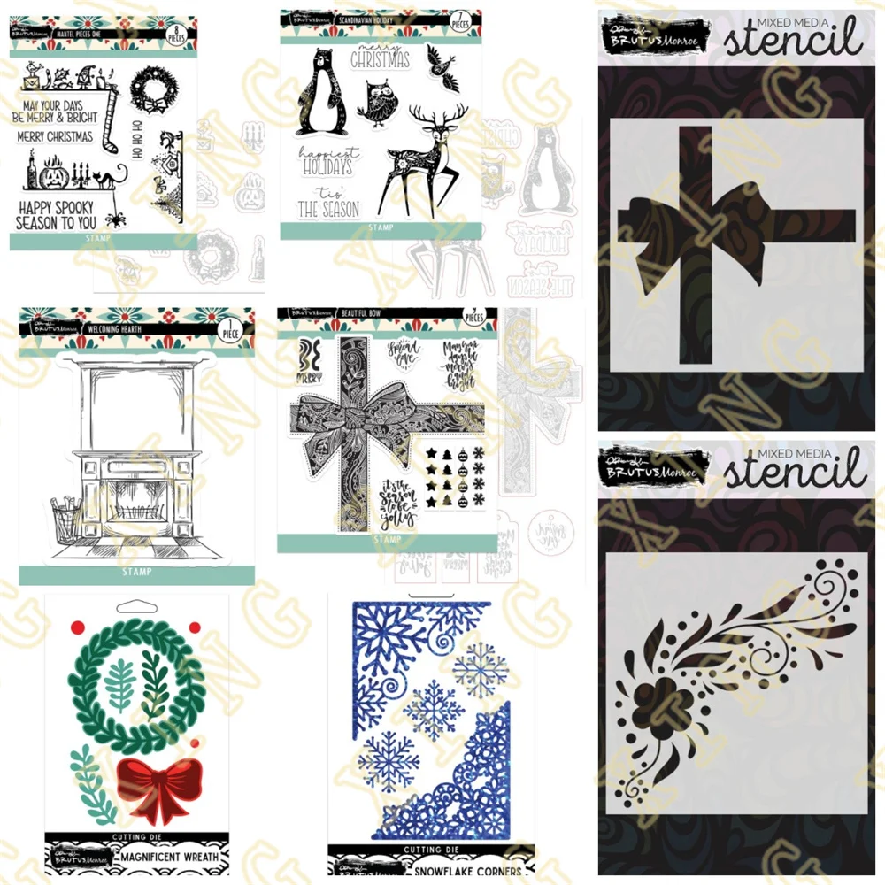

Metal Cutting Dies Silicone Stamps Stencil DIY Scrapbooking Paper Handmade Album Stamp Die Sheets Greeting Card Welcoming Hearth