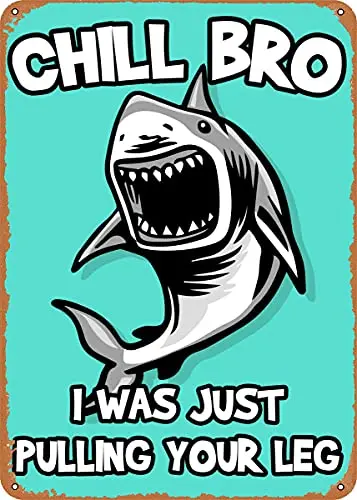 

Pulling Your Leg Shark Pun Vintage Look Metal Sign Patent Art Prints Retro Gift 8x12 Inch
