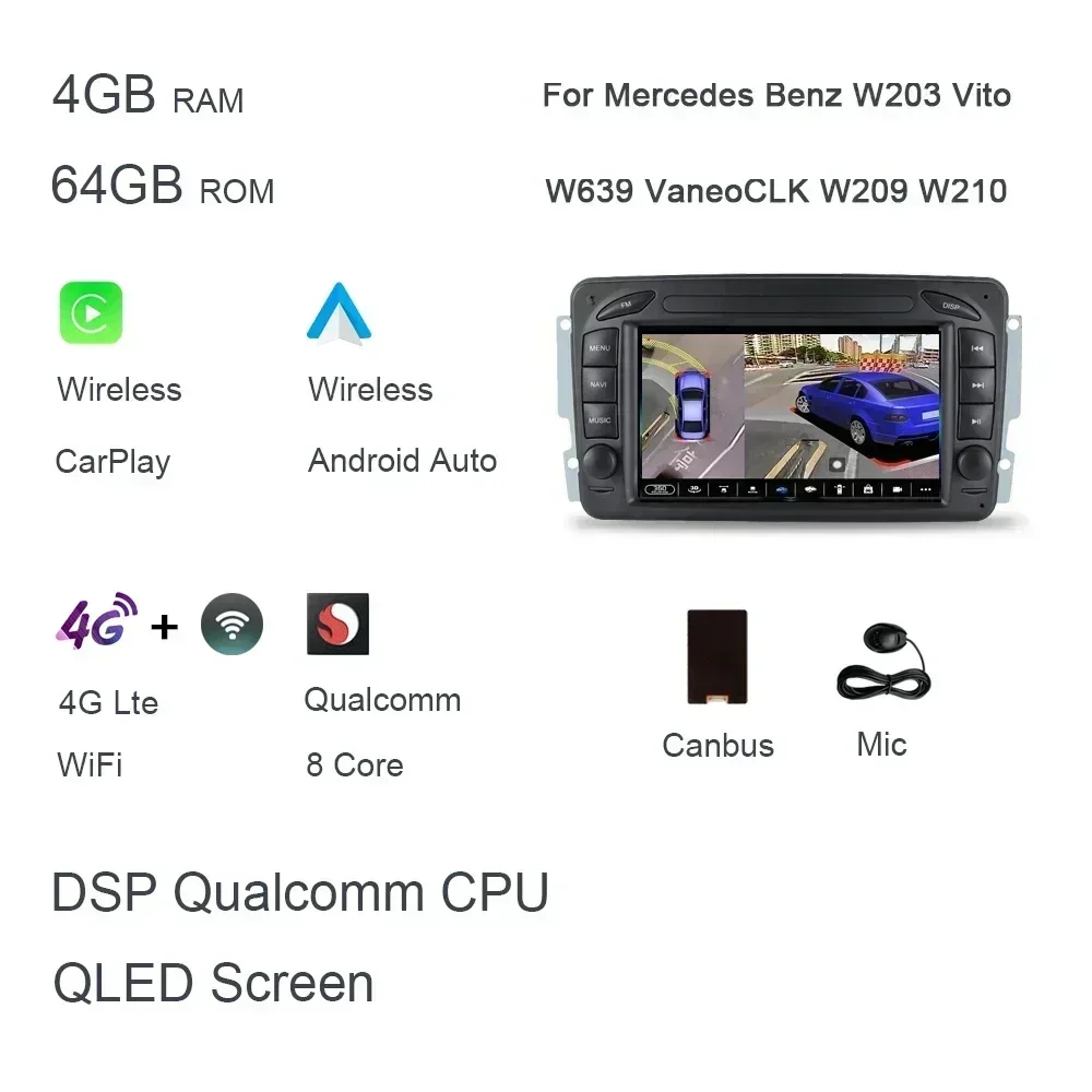 Android 13 Autoradio Für Mercedes-Benz B200 (2004-2012) – 9 Zoll, Carplay, Android Auto, Rückfahrkamera