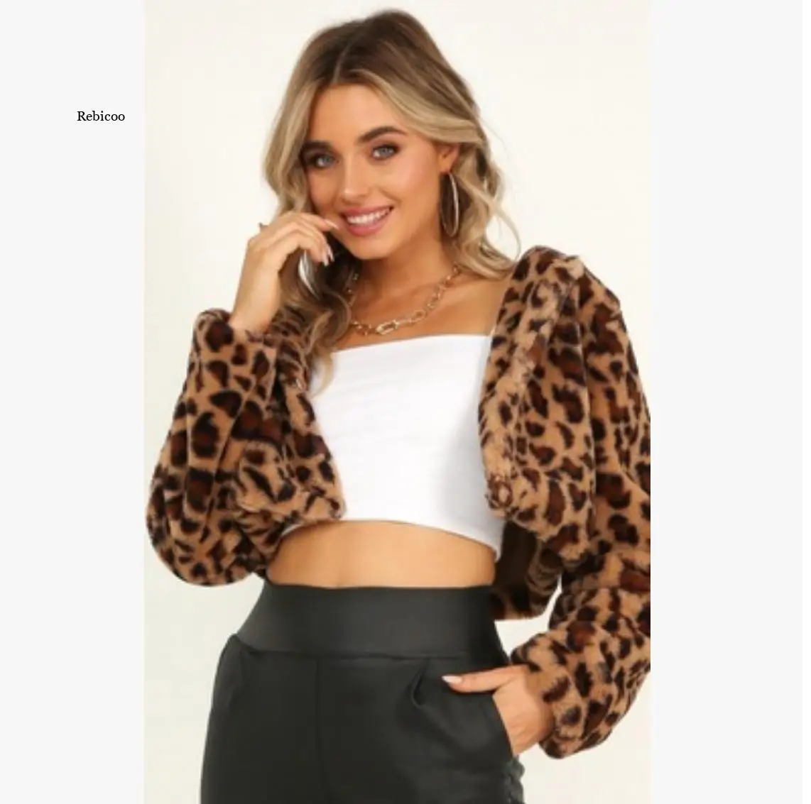 

NEW Women Leopard Print Coat Long Sleeve Tops Ladies Winter Cardigan Fashion Faux Fur Coat Covered Button Jackets Outerwear