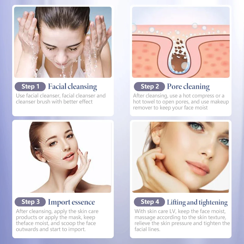 Facial Cleaner Facial Scrubber Ultrasonic Skin Scrubber Deep Face Cleaning Machine RemoveFacial Massager Ultrasound Peeling Clean Tone Lift LW006