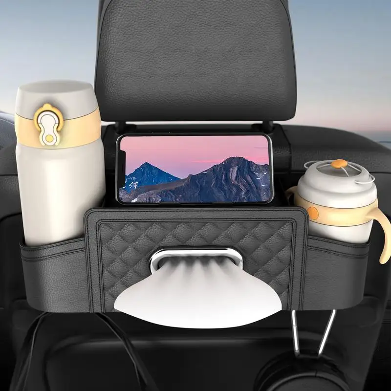 

Автомобильная кожаная коробка для хранения салфеток, сверхмощный Органайзер на спинку сиденья, водонепроницаемый пятностойкий Органайзер на заднее сиденье, держатель