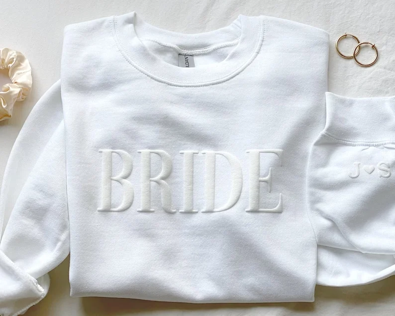 Personalized Gift For Bride Initial Heart Sleeve Engagement Gift Future Mrs Sweatshirts Unique Bridal Shower Gift Wedding Gifts