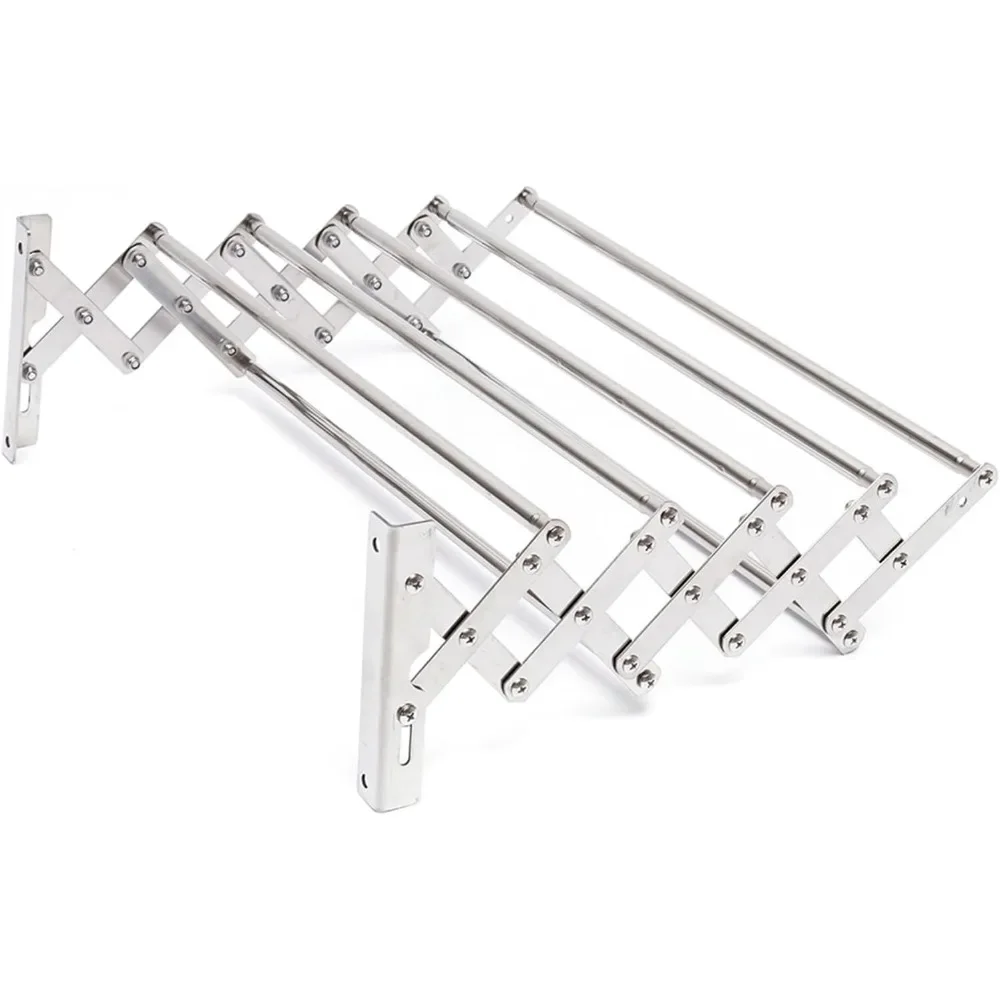 Drying Rack Wall Mounted Stainless Steel Wall Dryer Foldable Drying Rack with 5-Rods Metal Towel for Bathroom
