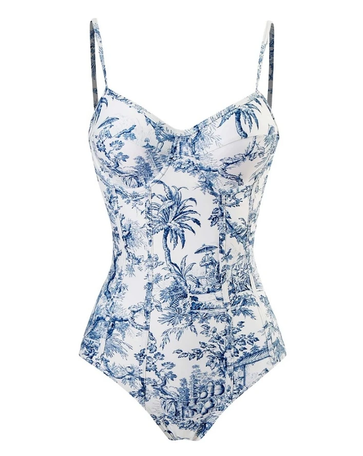 Womens Two Piece Sets 2024 Summer New Fashion Casual Graphic Print Chiffon Knotted One Piece Swimsuit with Cover Up Sexy Outfit