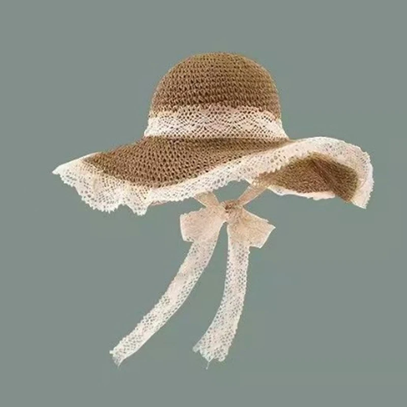 Women Sun Hat Wide Large Brim Beach Hats Summer Straw Hat Foldable Sun Women's Fashion Holiday Beach UV Protection Cap