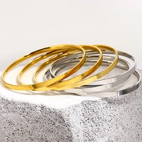 3Pcs/set Glossy Bangle Bracelet Stainless Steel Plain Hoop Bracelet for Women Jewelry Minimalist Style Cuff Waterproof Jewelry 1