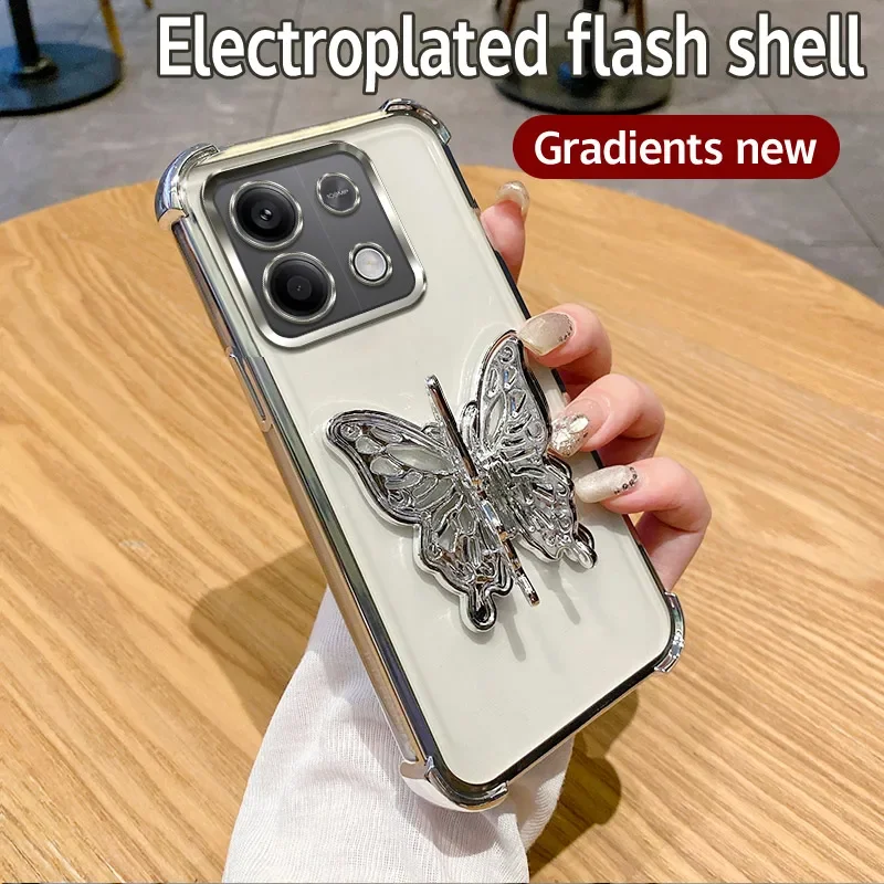 Glitter Plating Butterfly Holder Phone Case with Bracket Cover