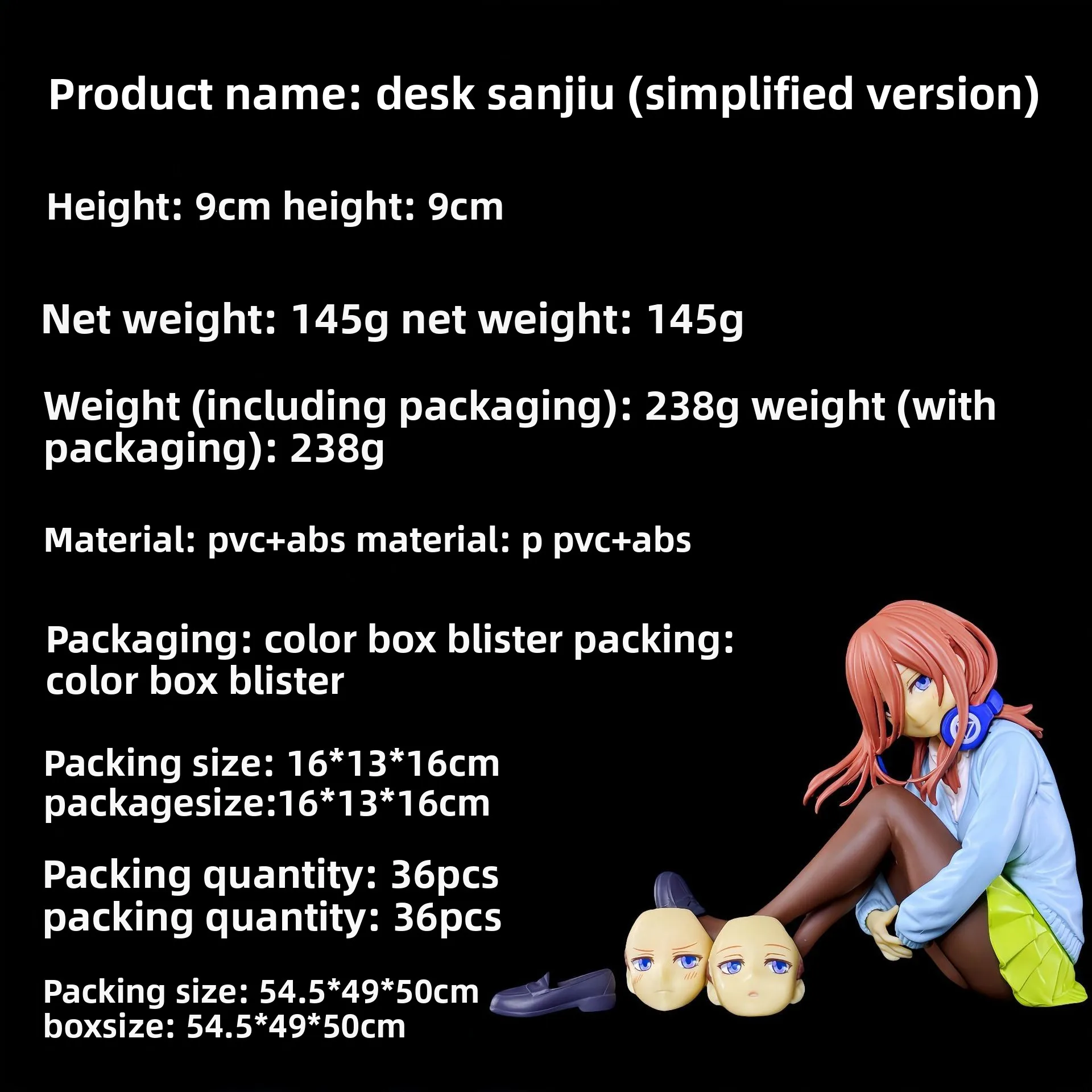 Anime The Quintessential Quintuplets Miku Nakano Collectible PVC Action Figure Doll Gift