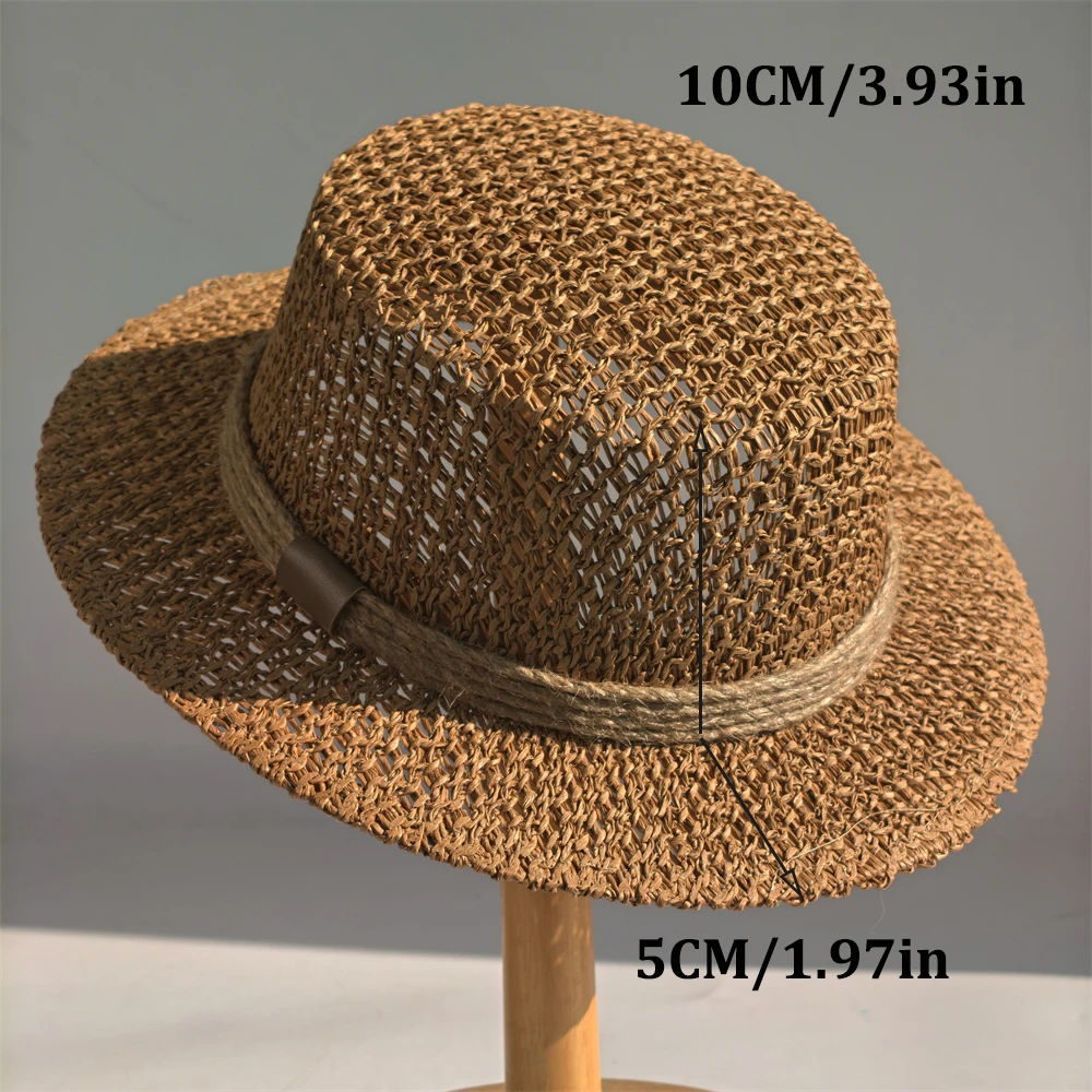 Classic Panama Straw Hat For Sun Protection And Beach Hiking_voghion.com