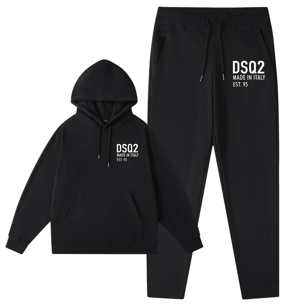 

DSQ2 ICON Letter Autumn Winter Men's Tracksuit Print 2 Pieces Set Sweatshirt + Sweatpants Sportswear Hoodies Casual Hoodies Suit