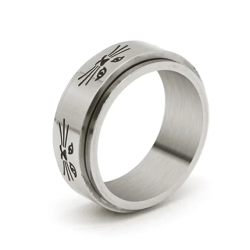 Fidget Rings Stainless Steel Anxiety Moon Spinner Rings Trendy Rotate Freely Anti Stress Jewelry Men Women