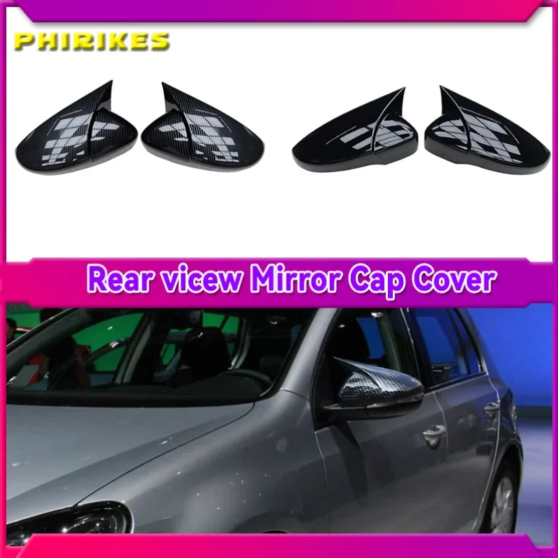 

2pcs Car Rear View Mirrors Cover Protector For Golf 6 MK6 R VI 2009-2013 Black 5K0857537 Auto Rearview Mirror Covers Accessories