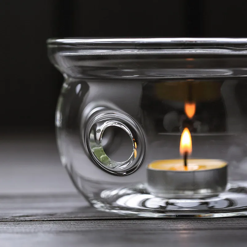 Round Teapot Warmer Ramadan Teapot Heater Base Candle Holder Clear Glass Heat-Resisting Stove teapot warmers
