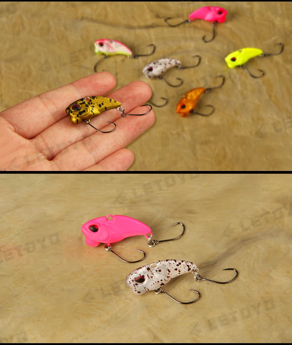 LETOYO Sinkender VIB-Köder, 28 mm, 2,3 g, künstliche Hartköder zum Süßwasserfischen, lippenlose Kurbelköder-Wobbler für Forelle und Barsch – Detail 7