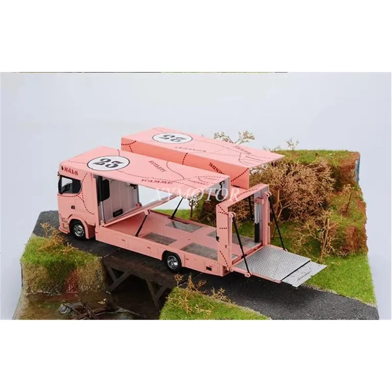 

GCD 1/64 For Scania S730 V8 Transport Truck Diecast Metal Car Model Toys Birthday Gifts Hobby Pink Display Ornaments Collection