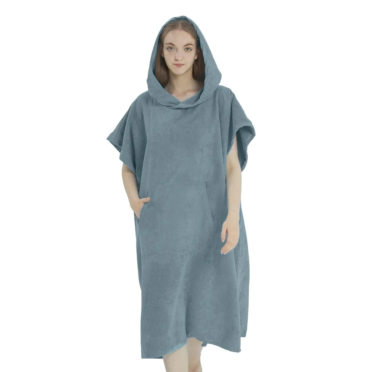 ATopoler Serviette Poncho Adulte Microfibre Serviette Changement Robe à Capuche Légère Séchage Rapide pour Surf Natation Wakeboard Plage Hommes Femmes Taille Unisexe (Gris