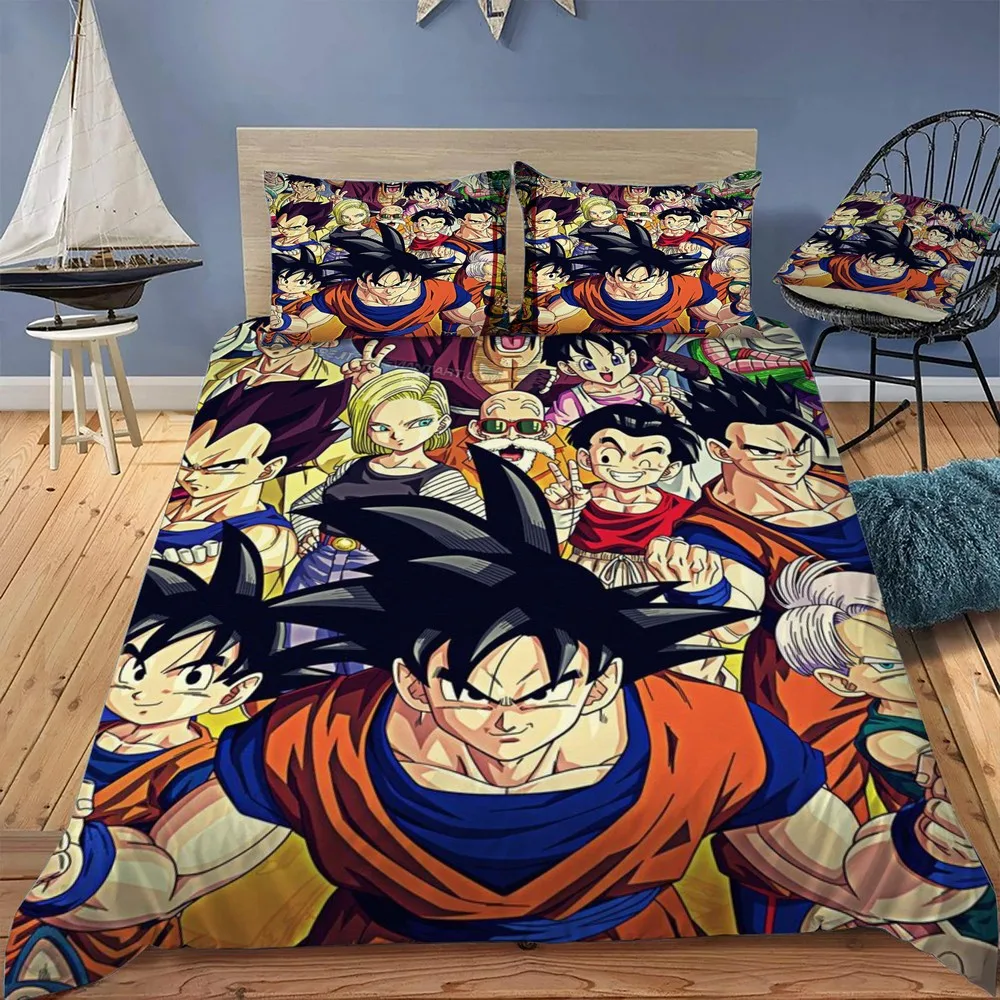 

Комплект постельного белья Dragonall Z Super Dbz, мягкий пододеяльник, простыня, пододеяльник с наволочкой, Королевский размер, King-Size, Прямая поставка