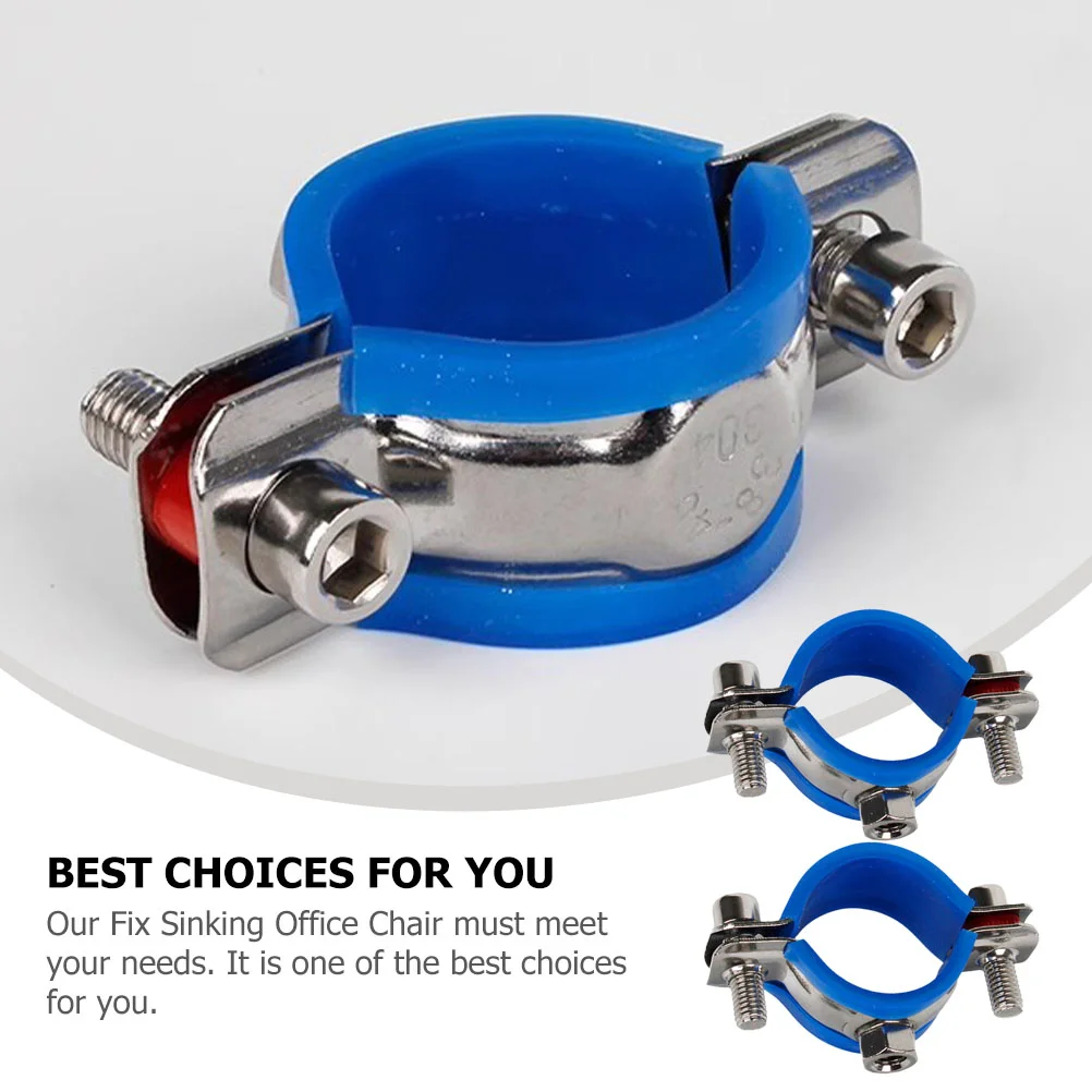 2Pcs Office Chair Protector Clip Clamp Kit Base Fixing Tool Stainless Steel Saver Clamp Tube Bracket Adjustable Office