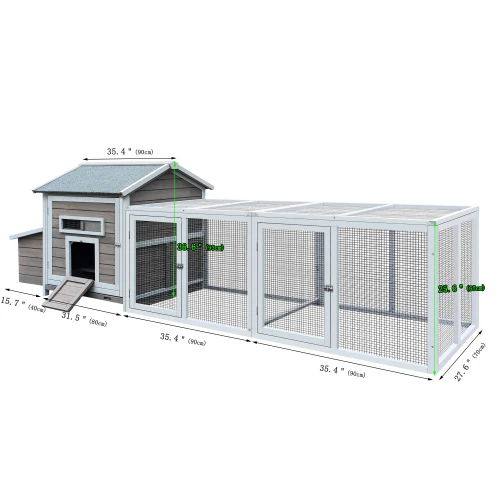 Wooden Hen House with Chicken Coop 5
