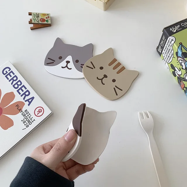 Japán Stílusú Ins Kreatív Aranyos Rajzfilm Cica Boaster Szigetelő Szőnyeg Nem Csúszás Vízálló Szilikon Placemat - Image 4