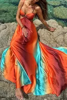 Sexy Gradient Hollow Out Maxi Dress Women Backless Sleeveless Sling Long Dresses 2025 Summer Vacation Boho Beach Satin Robes - Image 4
