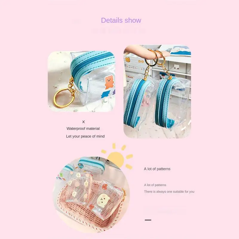 1/3PCS Pvc Material Coin Purse Clearly Visible Wallet Metal Buckle Small Jelly Bag Waterproof And Moisture Proof Luggage