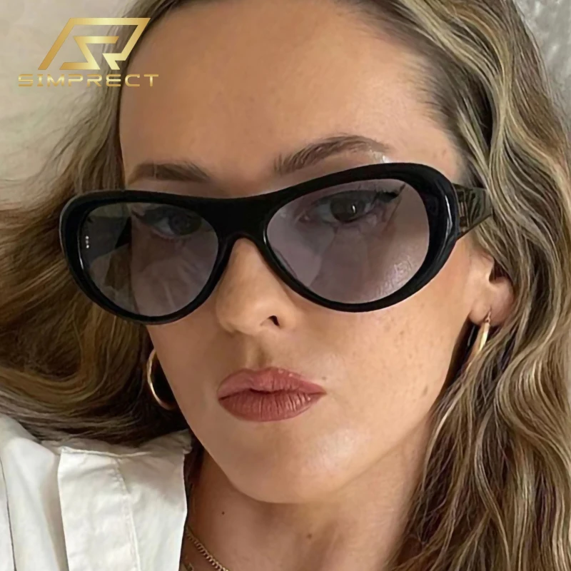 

SIMPRECT Oversized Cateye Sunglasses Women 2023 Luxury Brand Designer UV Protection Sun Glasses Fashion Vintage Shades For Women