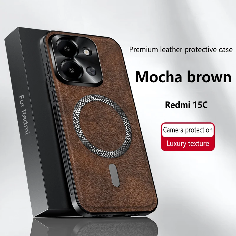 Elegant Leather Magnetic Case with Wear-Resistant Lens Protection and Non-Slip Grip Edge