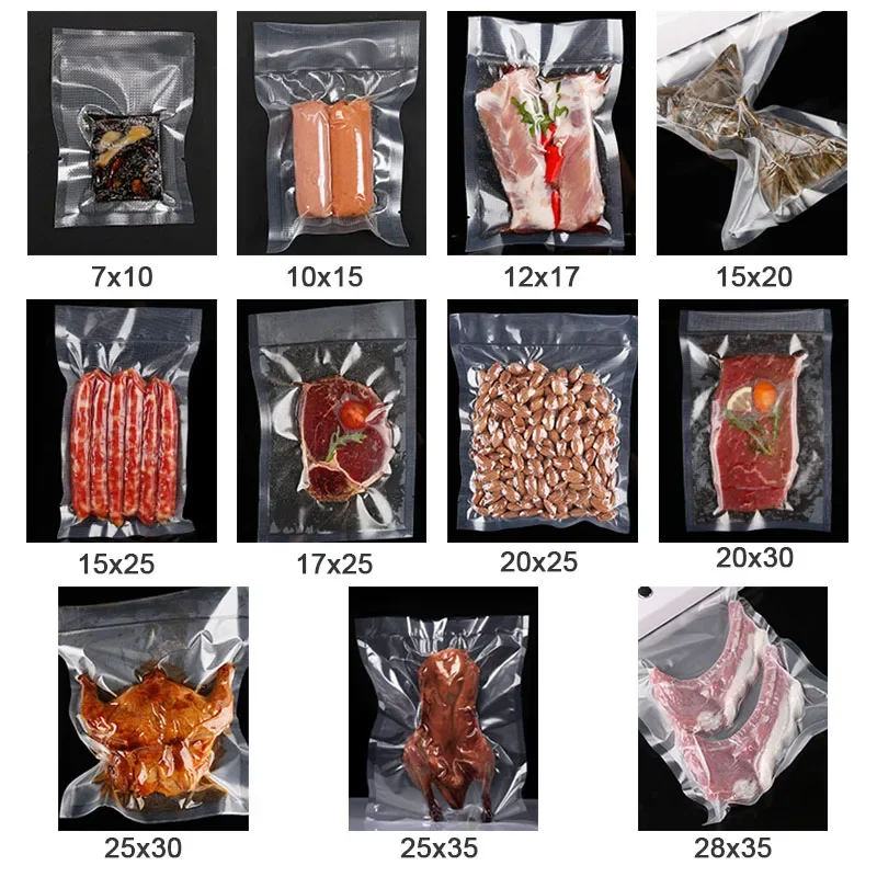 100pcs Kitchen Food Vacuum Sealer Bag Sous Vide Food Saver Storage Vacuum Packaging Bags Kitchen Accessories BPA-Free vacuum packaging bags nylon vacuum bags