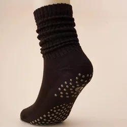 Women's Non - Slip Yoga & Pilates Mid - Calf Socks - Sweat - Absorbent and Versatile Fitness Grip Socks - One Size (Coffee)