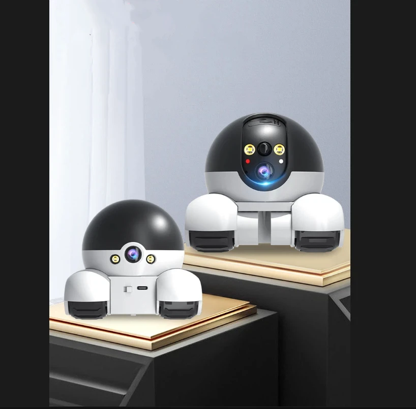 1080P HD Tank Robot Moving Home Warehouse Security Smart Wifi Camera 360 Rotation Battery Charge Mobile Control Move Camera 4