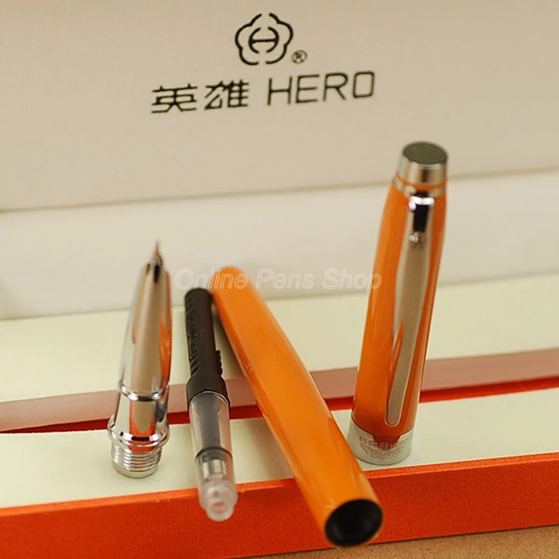Hero 오렌지 및 실버 금속 만년필, 파인 펜촉, 0.5mm 쓰기 펜, YF009, 3015A