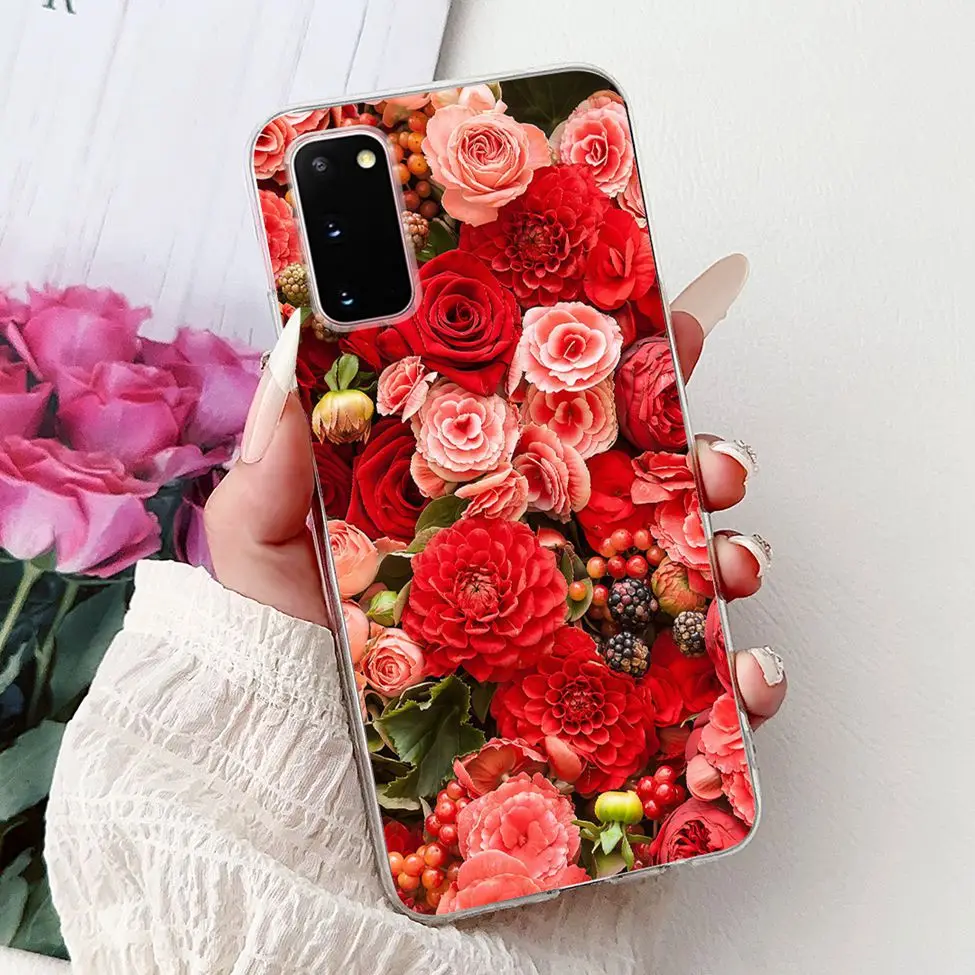 Clear Cute Cat and Fashion Flower Painted Phone Case Cover
