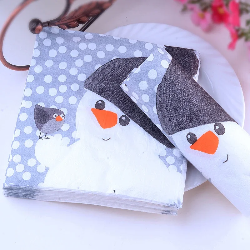 Paper Napkins Disposable Paper Placemats Tissue Paper Decoration Multi Christmas Printed Paper Napkins Colourful Napkins Christmas Candles Old Man Deer PARTY Decoration 20pcs/pac