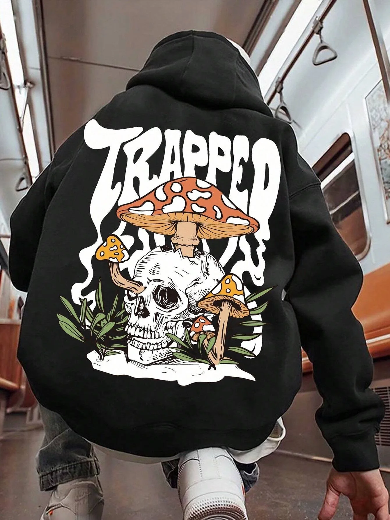 Unisex Skull Mushroom Printed Solid Hooded Hoodie Casual Autumn/Winter Sports Shirt Street Long Sleeves Minimalist Top 17 customized hoodies