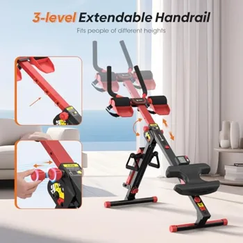 Rowing Machine, 4 in 1 Rowing and Ab Machine with 2 Levels of Workout Resistance, Quiet & Foldable Rower Machine with 3 Adjusta 5