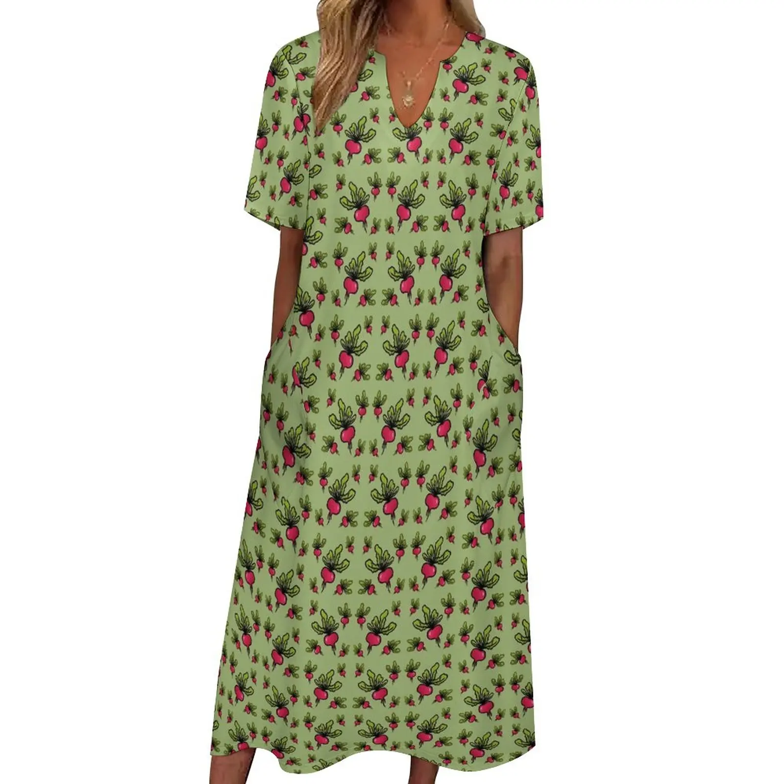 

Radishes Dress Summer Cute Vegetable Street Fashion Boho Beach Long Dresses Women Modern Maxi Dress Birthday Gift