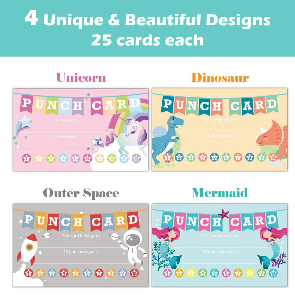 Punch Cards 3.5 X 2 Inch Incentive Reward Card School Teacher Motivation Kid Behavior Homeschool Classroom Supplies 10-50pcs