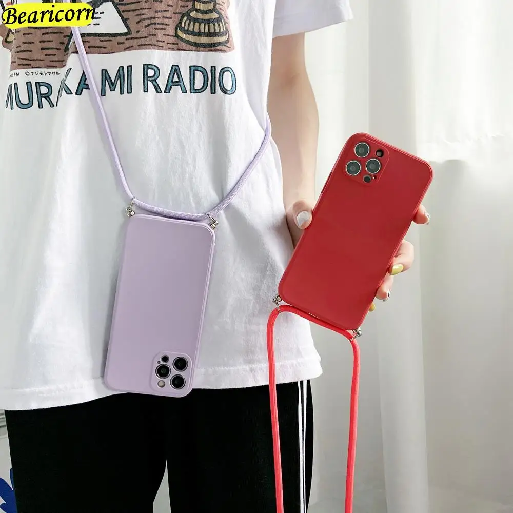 Чехол для телефона из жидкого силикона с ремешком через плечо для Realme 10 2 5 5i чехол 6 6s 7 8 8i 8S 9i 9 Pro Plus C11 C12 C15