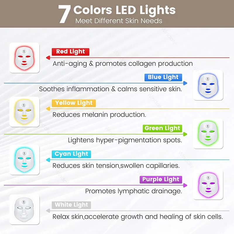 LED Light Therapy Facial Mask - Rechargeable Wireless Beauty Device for Anti-Aging & Skin Tightening