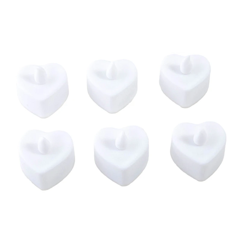 6pcs 하트 모양 LED Tealight 양초 배터리 운영 사랑 촛불 발렌타인 데..