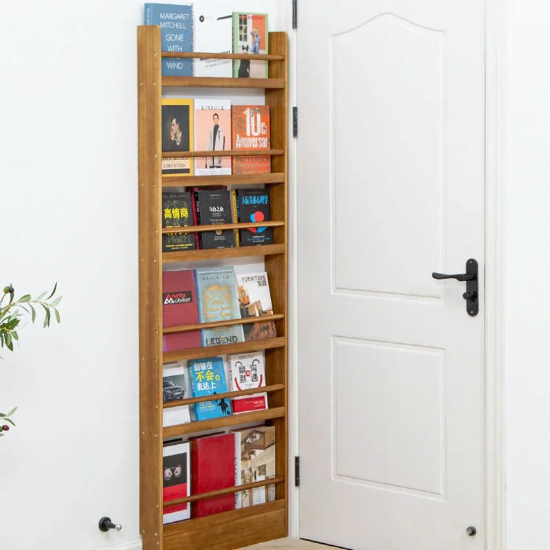 

New Zealand Pine Door-Back Bookshelf Waterproof Wall-Mounted Storage with Stain-Resistant Magazine Rack Guardrail Bookcase