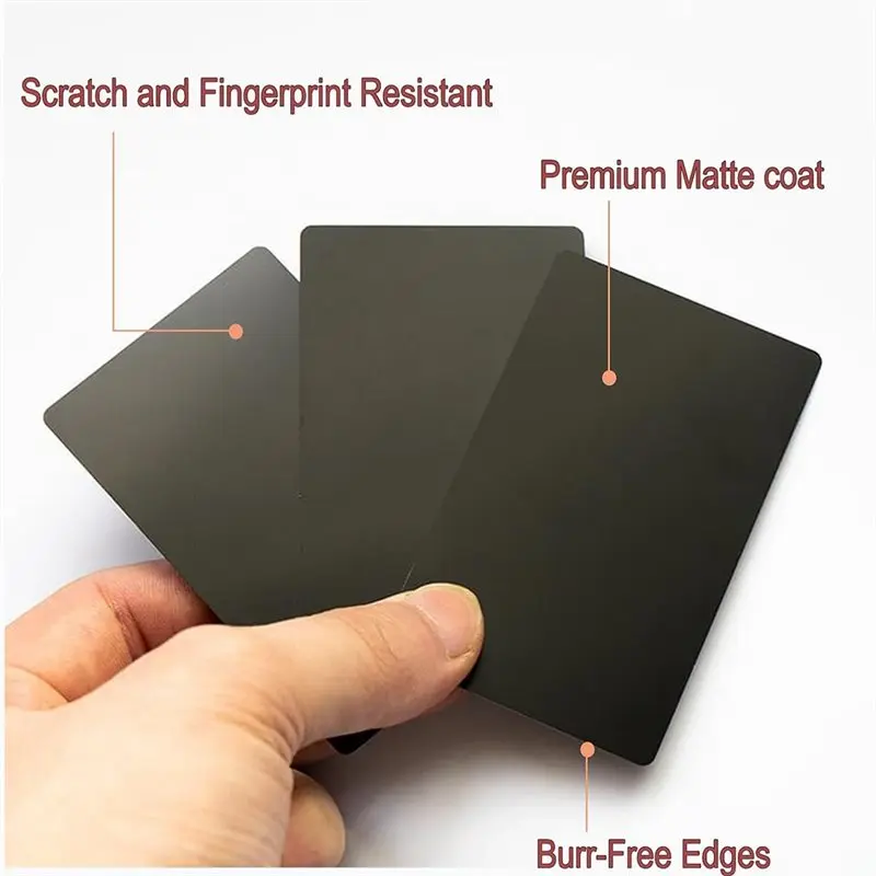 프리미엄 0.42mm 알루미늄 무광 블랙 메탈 레이저 각인 명함 블랭크 - 다용도 DIY 카드 50개